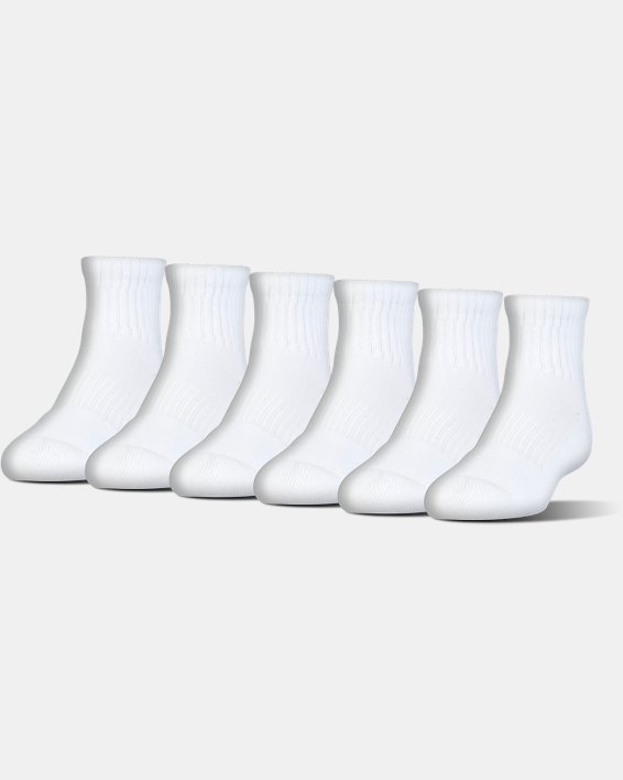 6 Pack Under Armour Boys Charged Cotton 2.0 Crew Socks